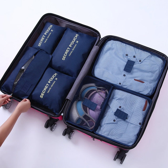 Organiseur de bagage NOVAGO Set de 6 sacs, organisateurs Organiseurs de  bagage de valise et de voyage (Bleu foncé / étoiles)